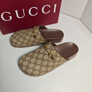 Gucci GG Supreme Mules with Horsebit Accent‌